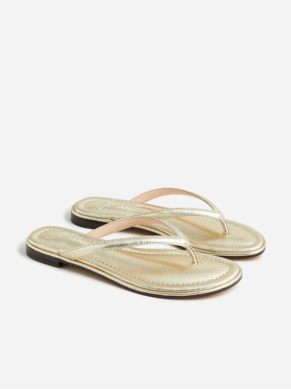 J Crew Menorca padded thong sandals in gold metallic leather